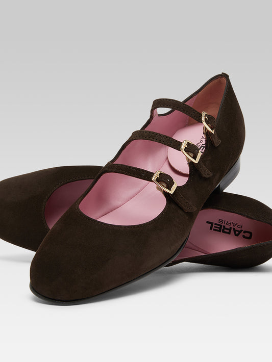 Ariana s - Brown suede leather Mary Janes ballet flats - Image number 4