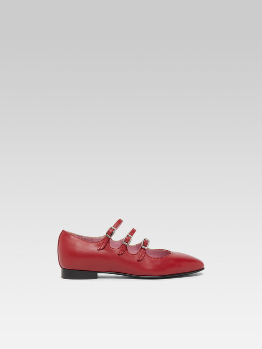 Ariana s - Ballerines babies cuir upcyclé rouge grenat