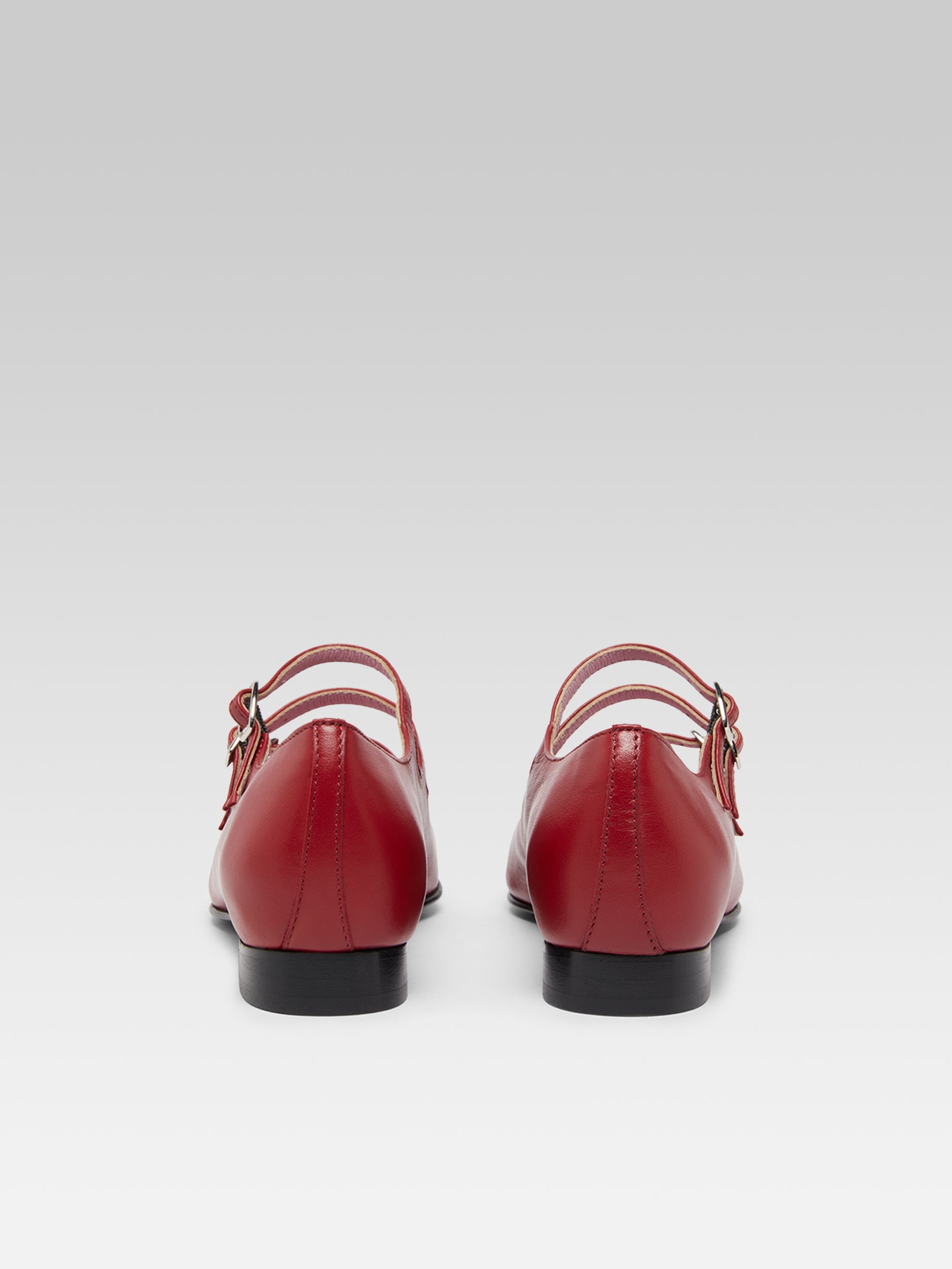 Ariana s - Ballerines babies cuir upcyclé rouge grenat - Image numéro 3