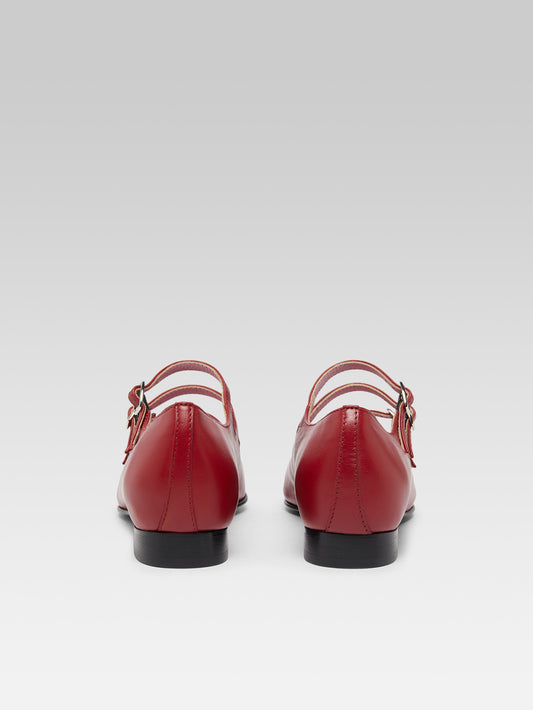 Ariana s - Garnet red upcycled leather Mary Janes ballet flats - Image number 3