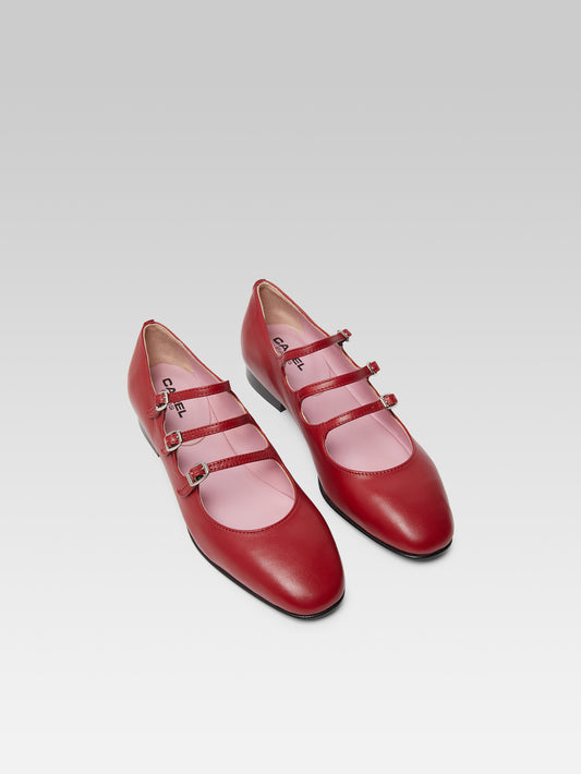 Ariana s - Garnet red upcycled leather Mary Janes ballet flats - Image number 4