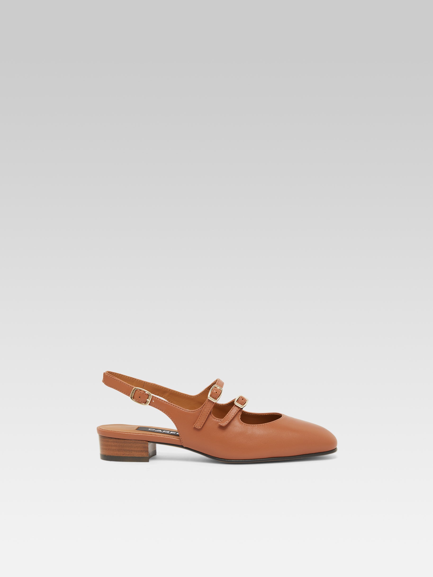 Peche - Camel upcycled leather slingback mary janes