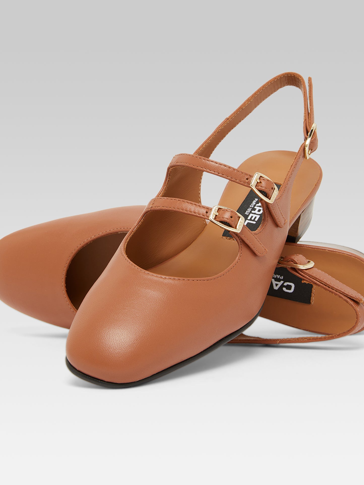 Peche - Babies slingback cuir upcyclé camel