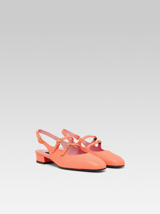 Peche - Coral upcycled leather slingback Mary Janes - Image number 2