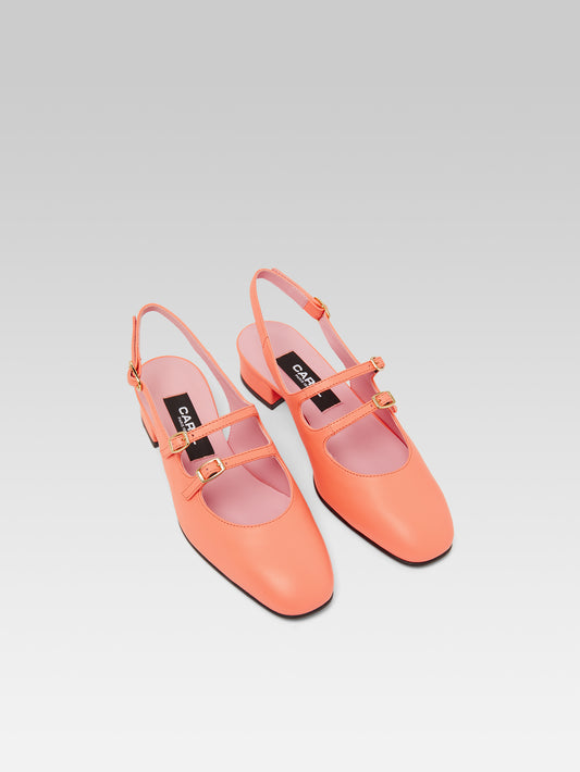 Peche - Coral upcycled leather slingback Mary Janes - Image number 3