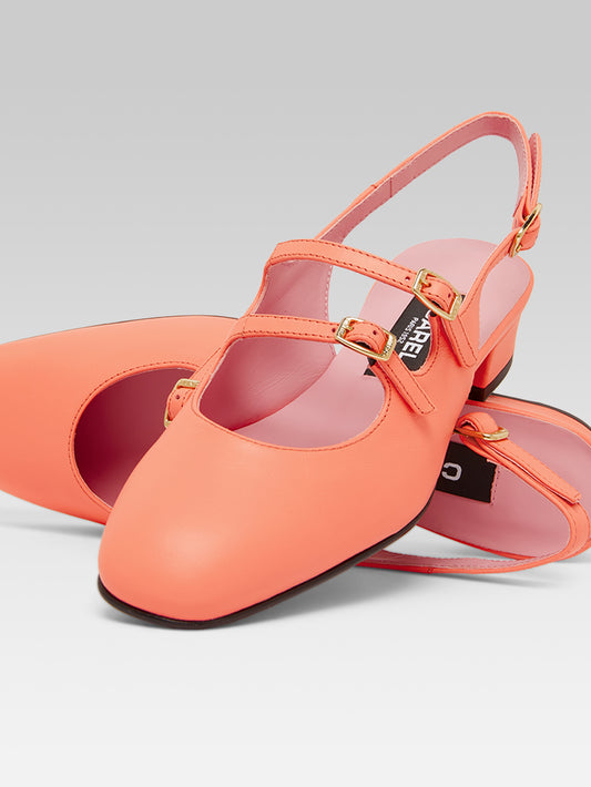 Peche - Coral upcycled leather slingback Mary Janes - Image number 4