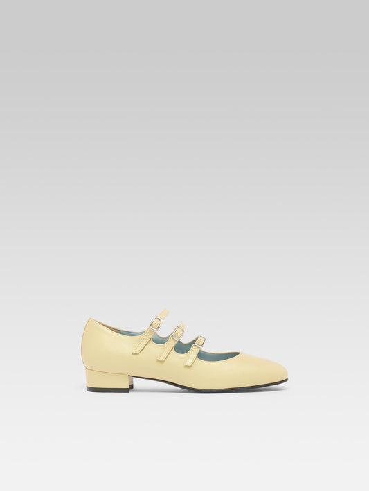 Ariana - Yellow upcycled leather Mary Janes ballet flats