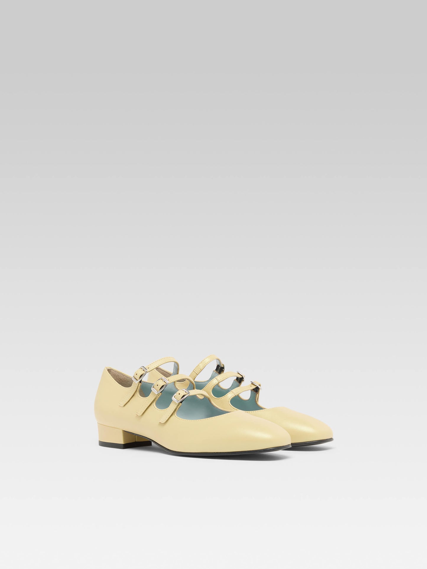 Ariana - Yellow upcycled leather Mary Janes ballet flats