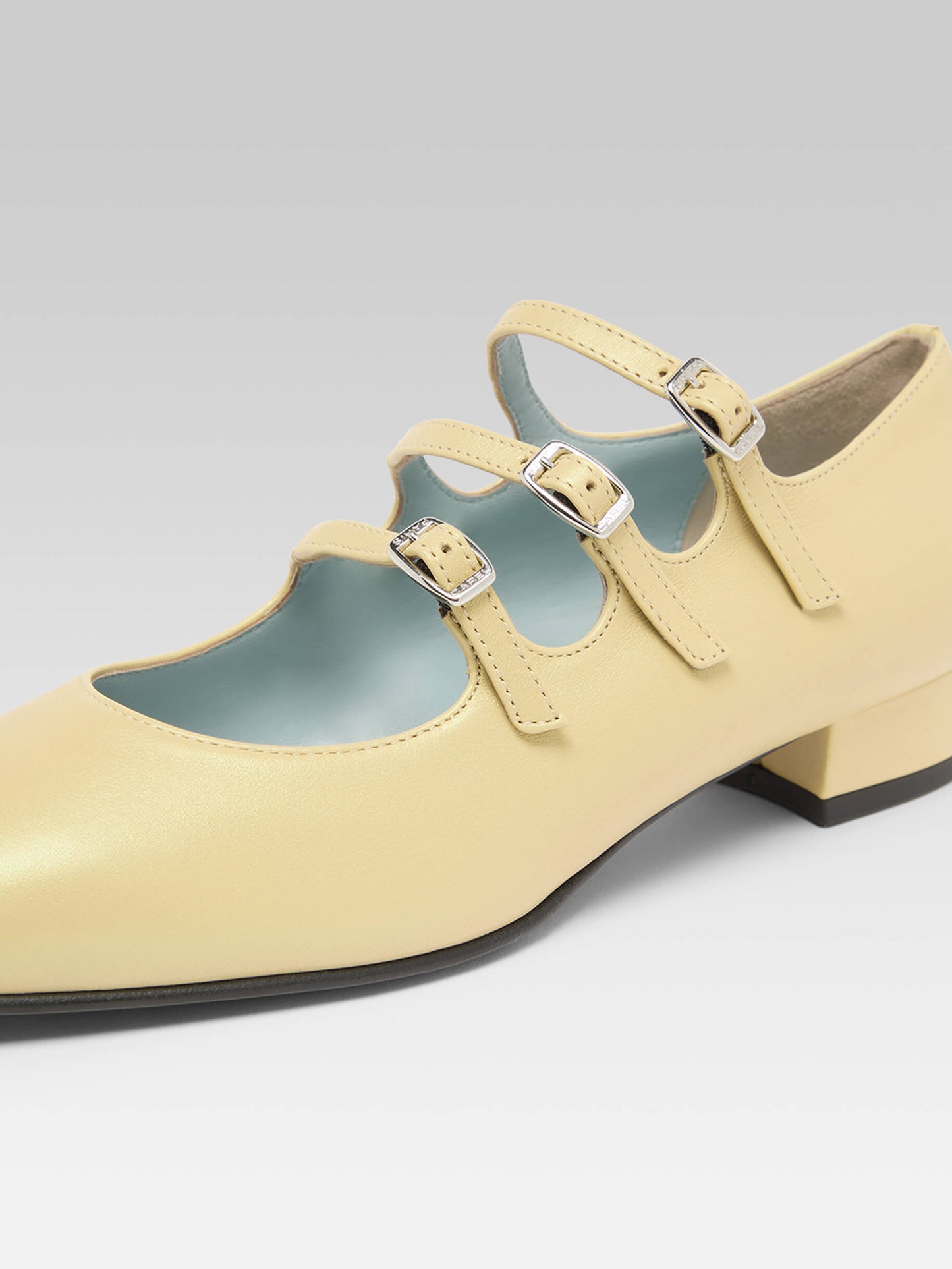 Ariana - Yellow upcycled leather Mary Janes ballet flats