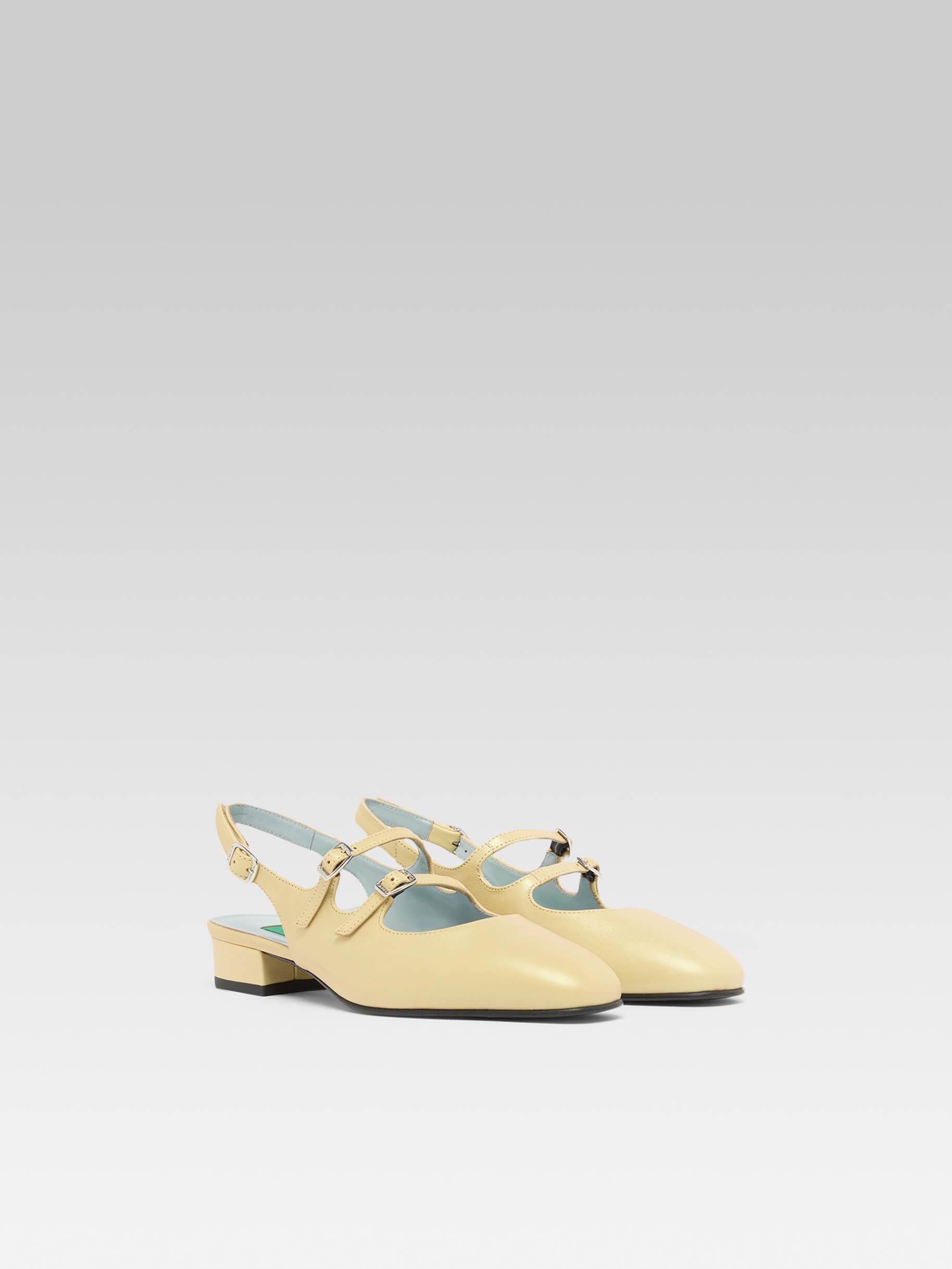 Peche - Babies slingback cuir upcyclé nacré jaune - Image numéro 4