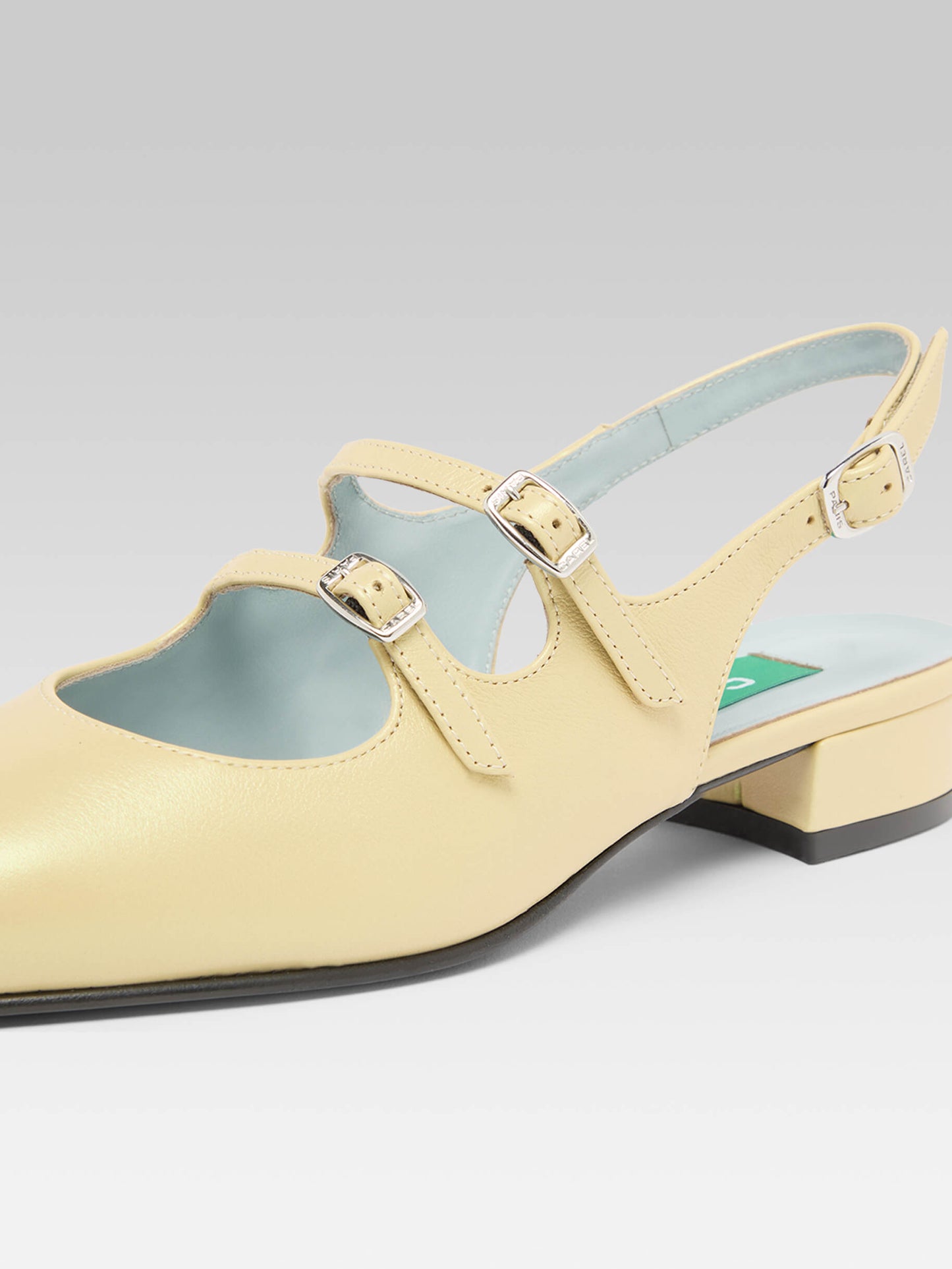 Peche - Babies slingback cuir upcyclé nacré jaune