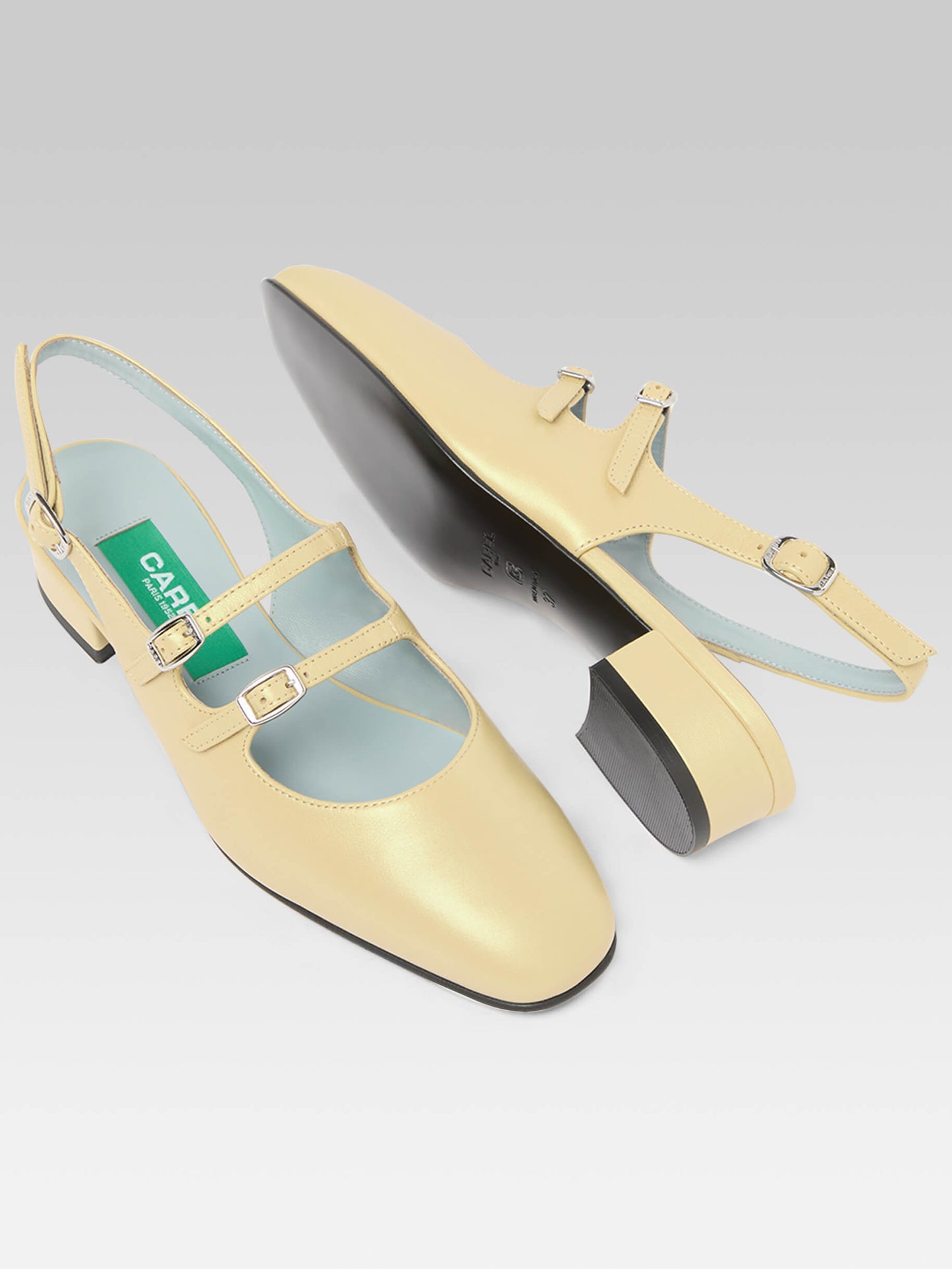 Peche - Babies slingback cuir upcyclé nacré jaune