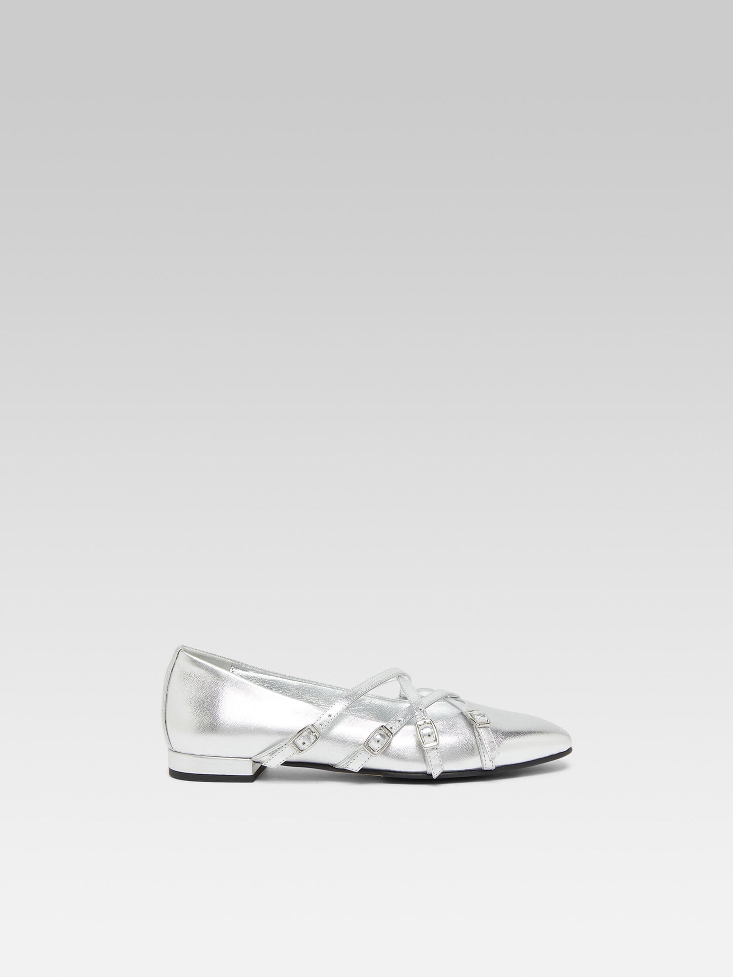 Eloise - Silver leather ballerinas