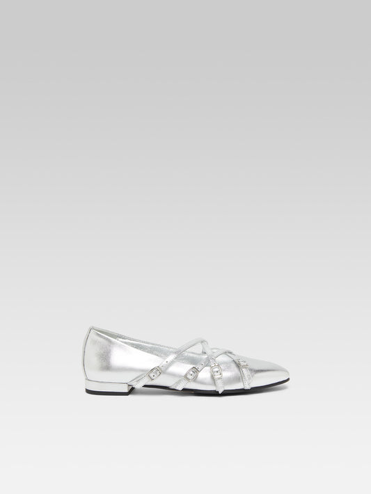 Eloise - Silver leather ballerinas - Image number 3