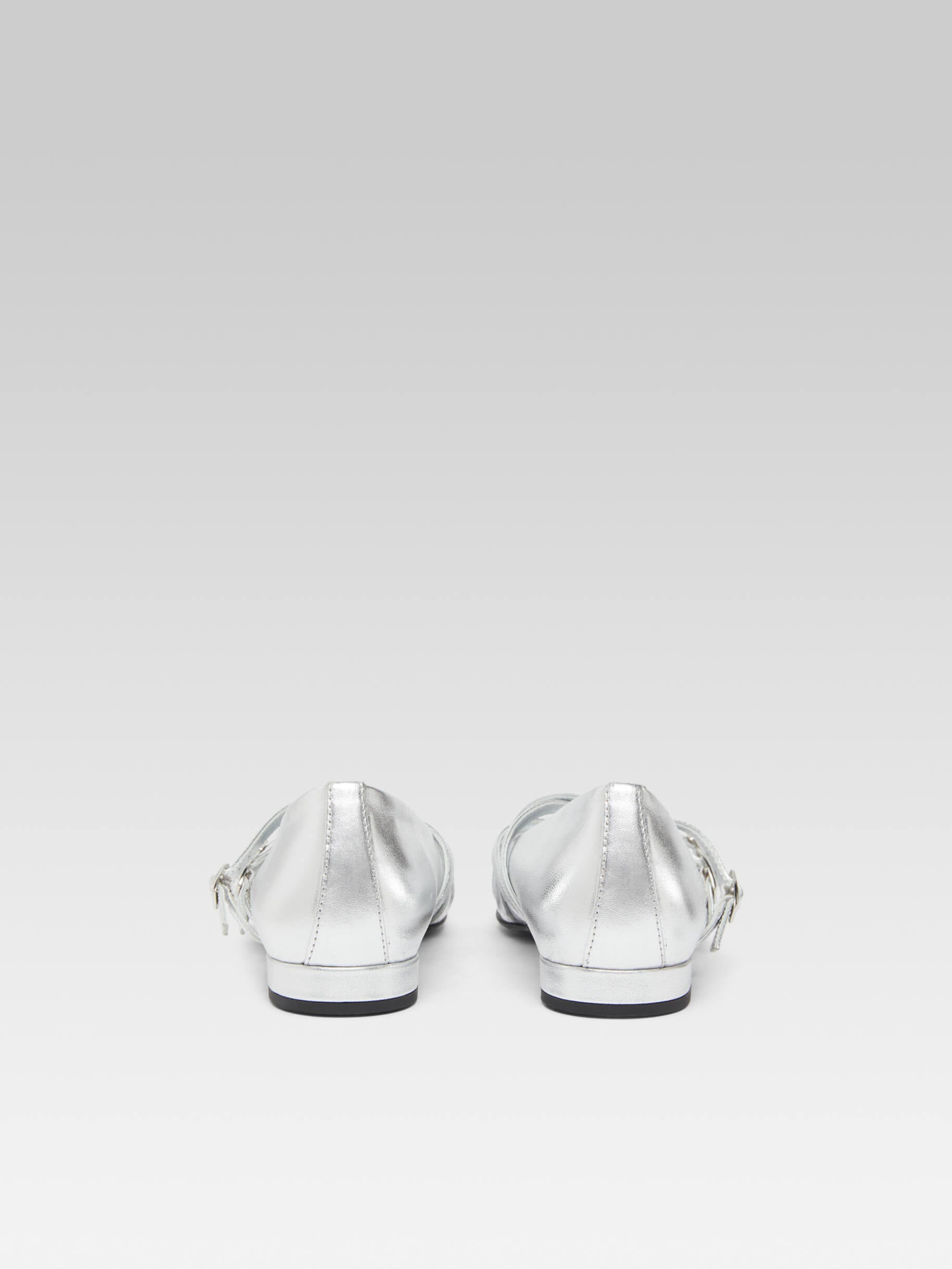 Eloise - Silver leather ballerinas - Image number 5