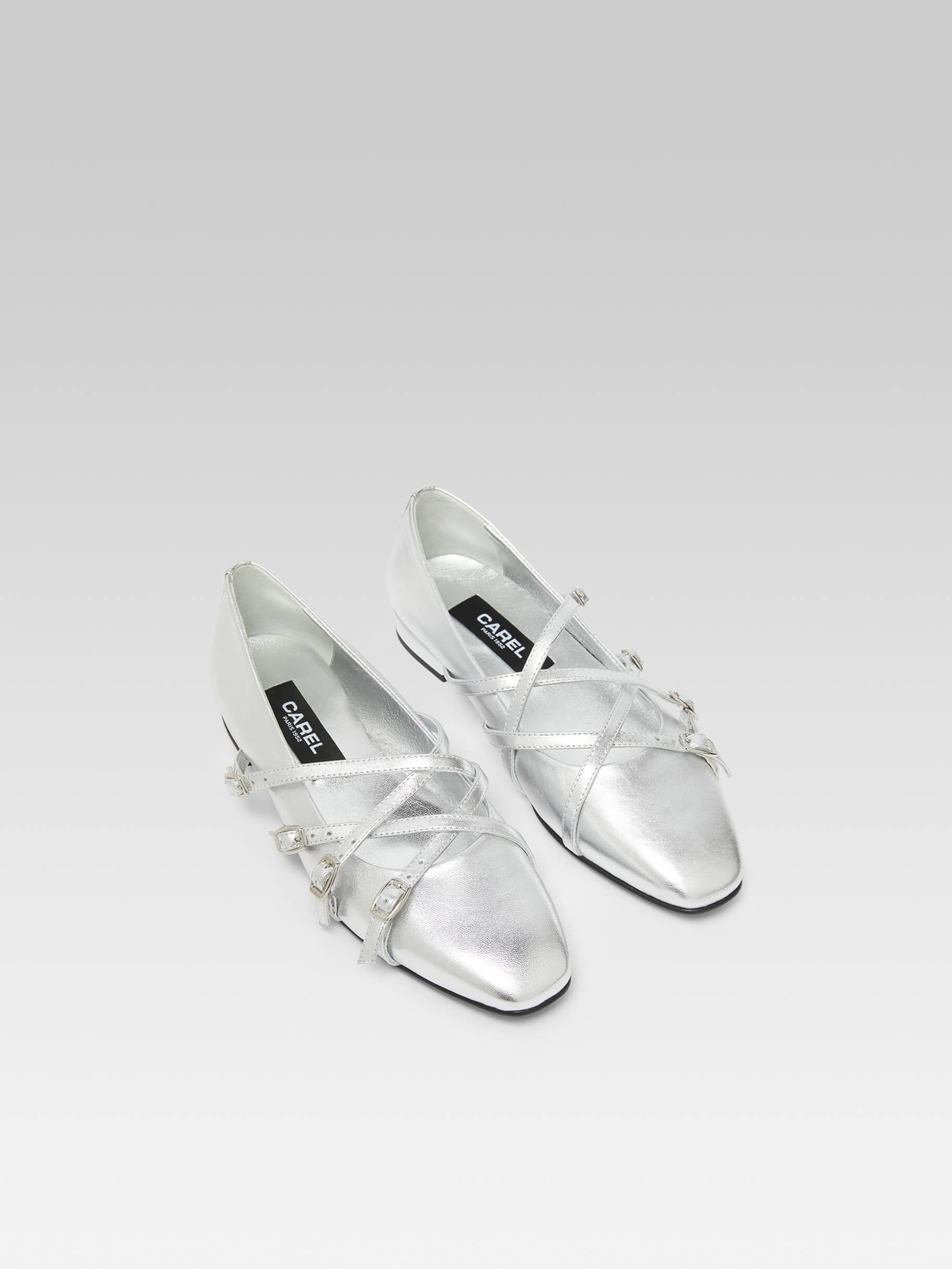 Eloise - Silver leather ballerinas - Image number 1