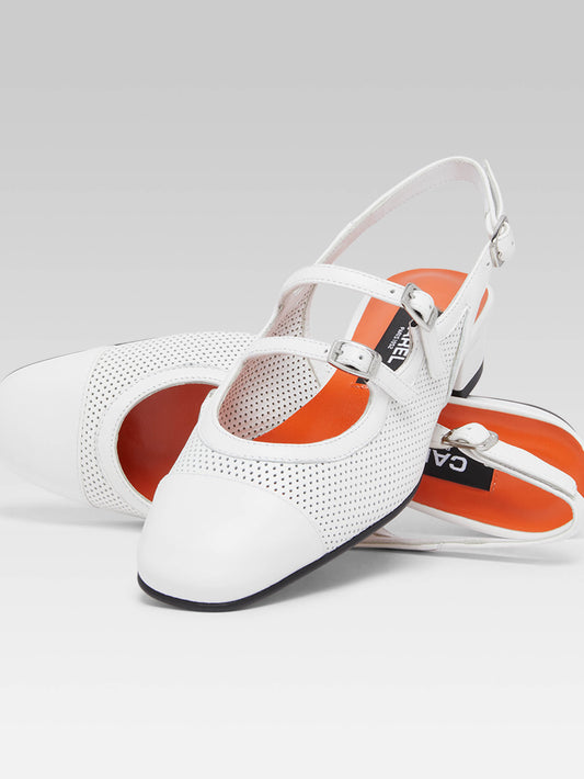 Abricot - White upcycled leather slingback Mary Janes - Image number 4