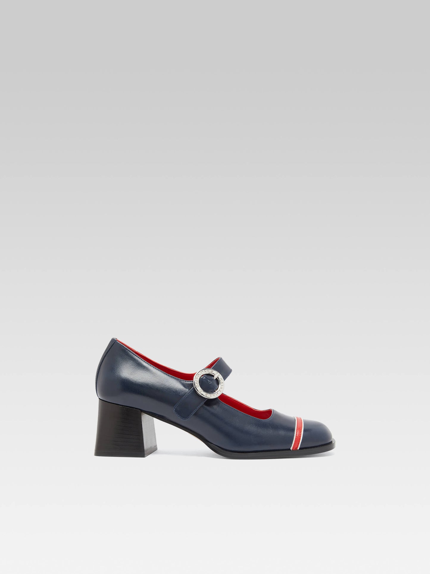 British - Escarpins babies cuir bleu et rouge