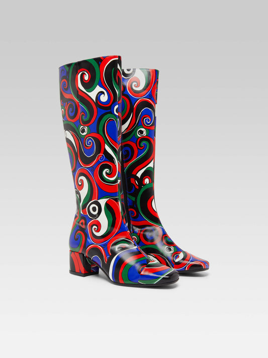 Malaga - Multicolor printed leather boots - Image number 4