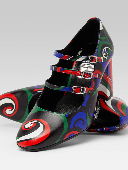 Keel - Multicolor printed leather Mary Janes pumps - Image number 4