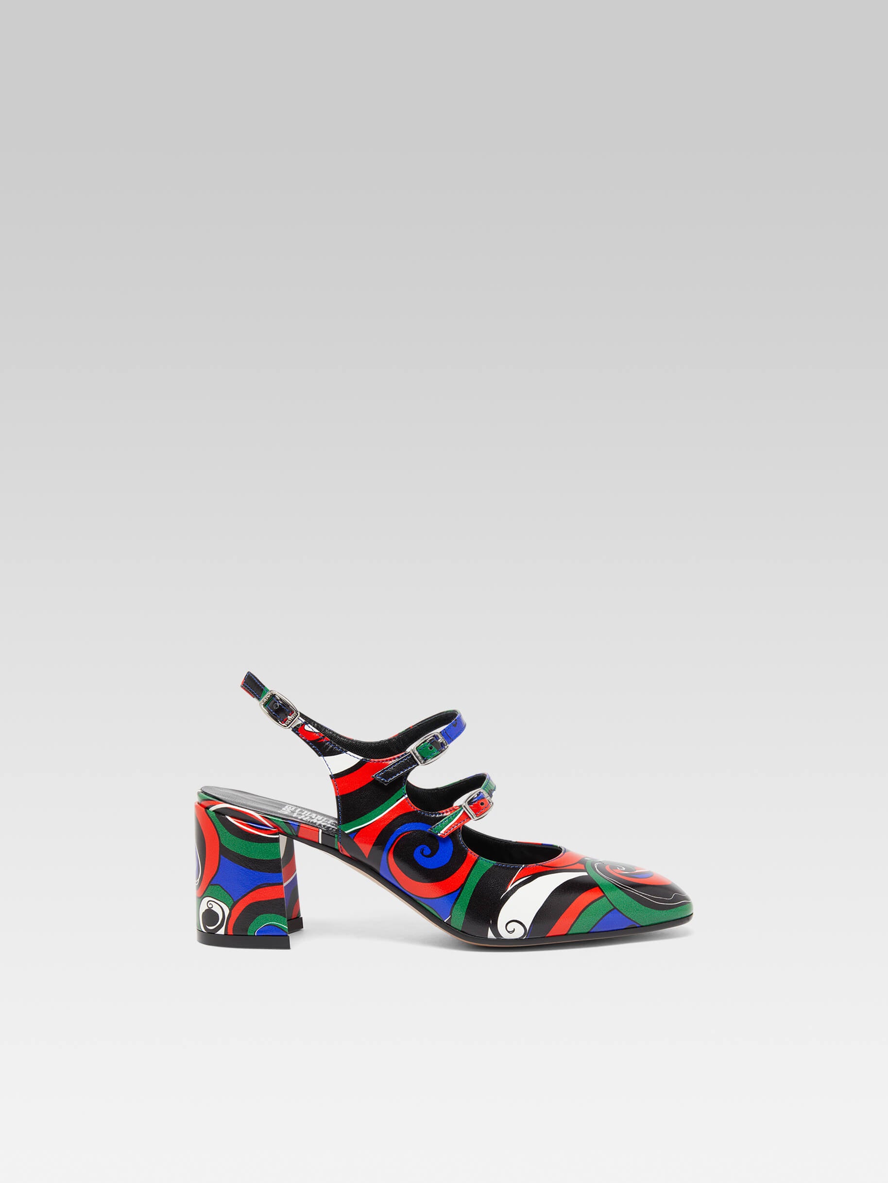 Banana - Multicolor printed leather slingback Mary Janes