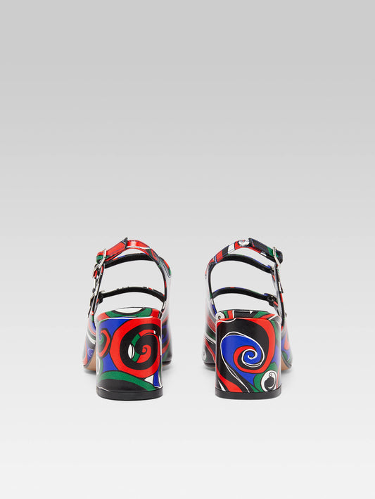 Banana - Multicolor printed leather slingback Mary Janes - Image number 4