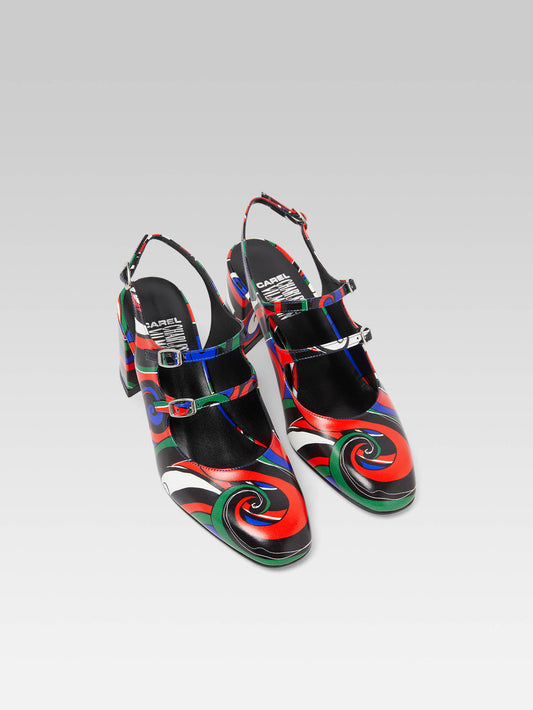 Banana - Babies slingback cuir imprimé multicolore - Image numéro 2