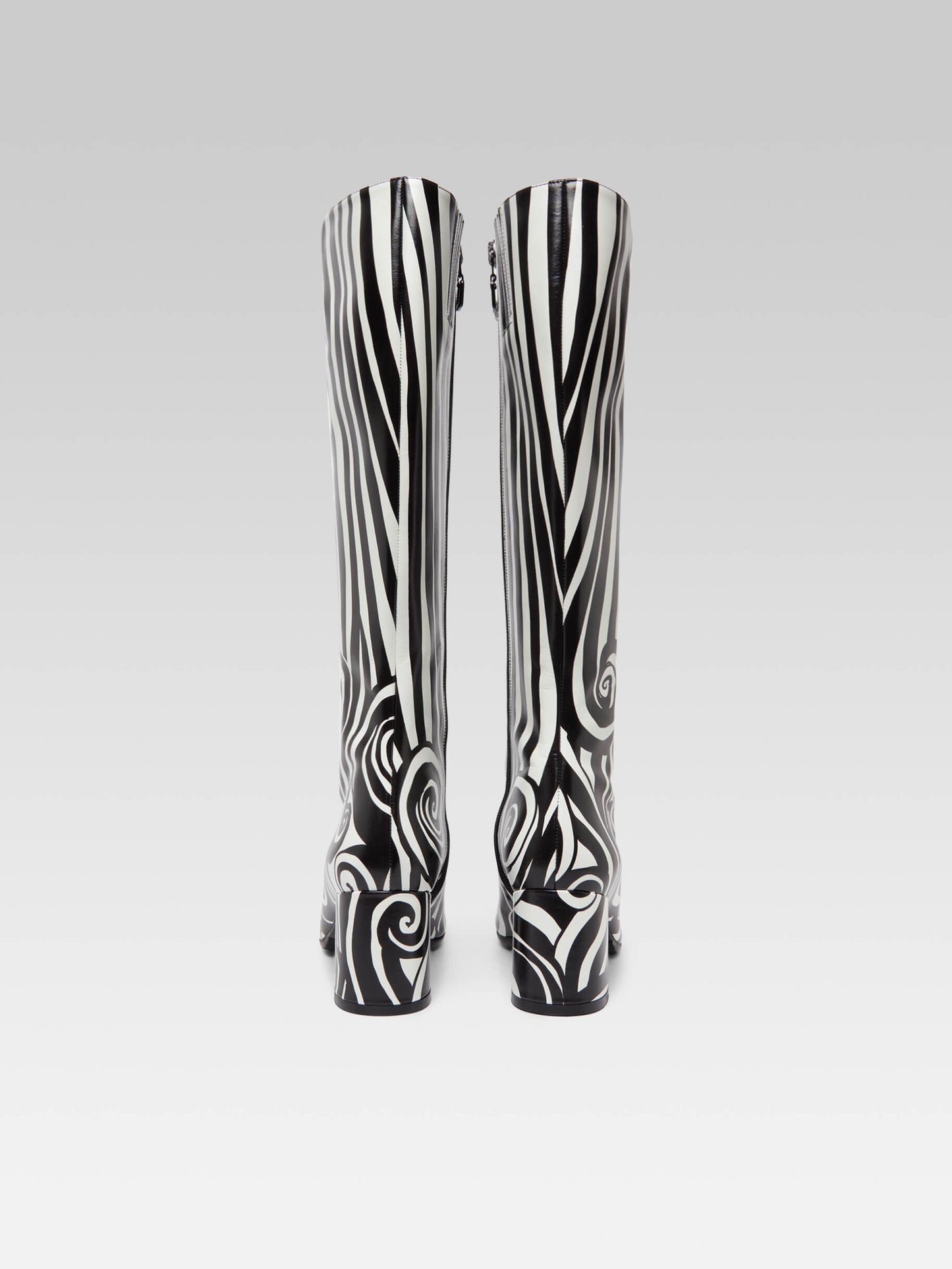 Sunrise - Black and white printed leather boots