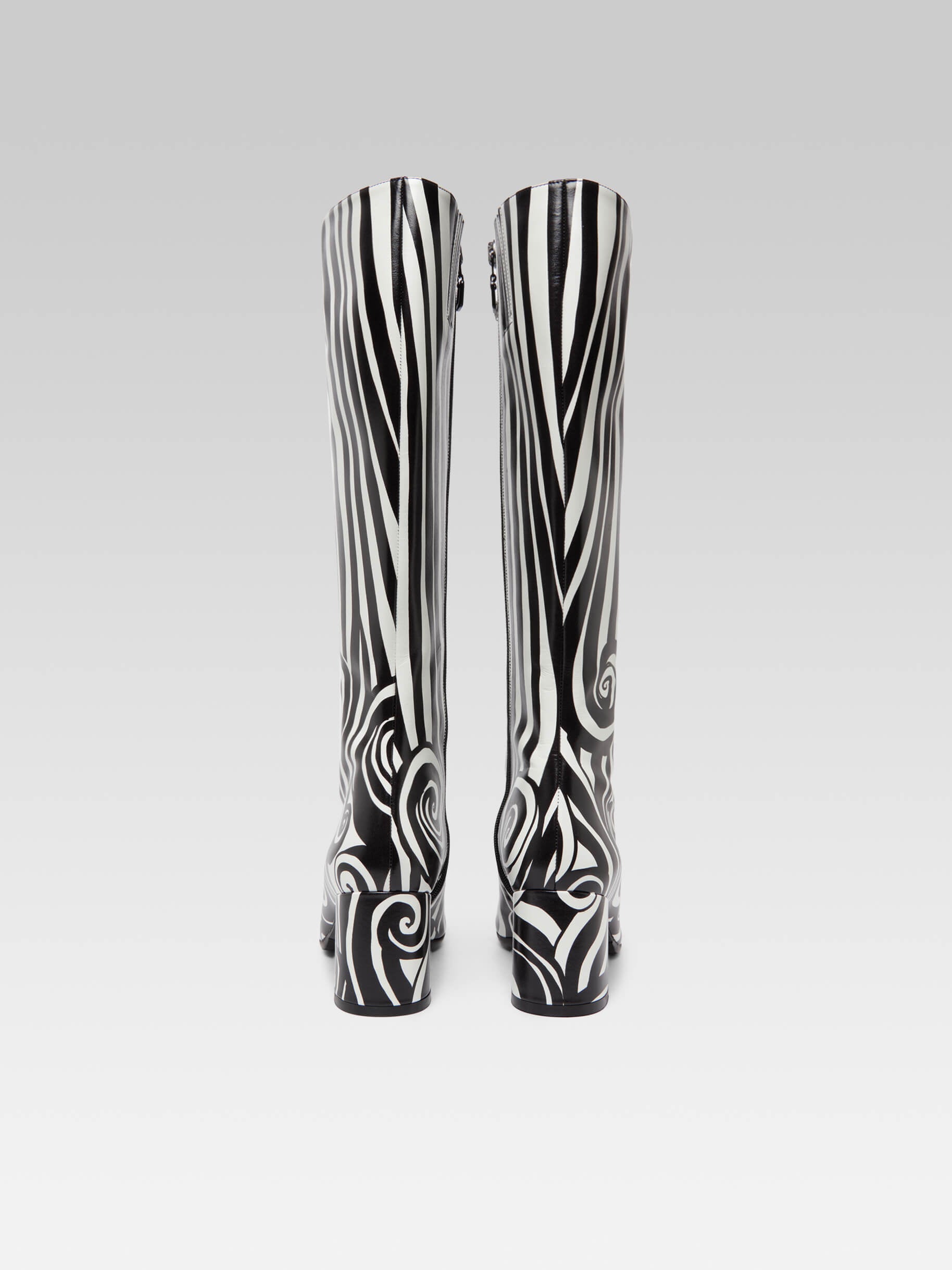 Sunrise - Black and white printed leather boots - Image number 4