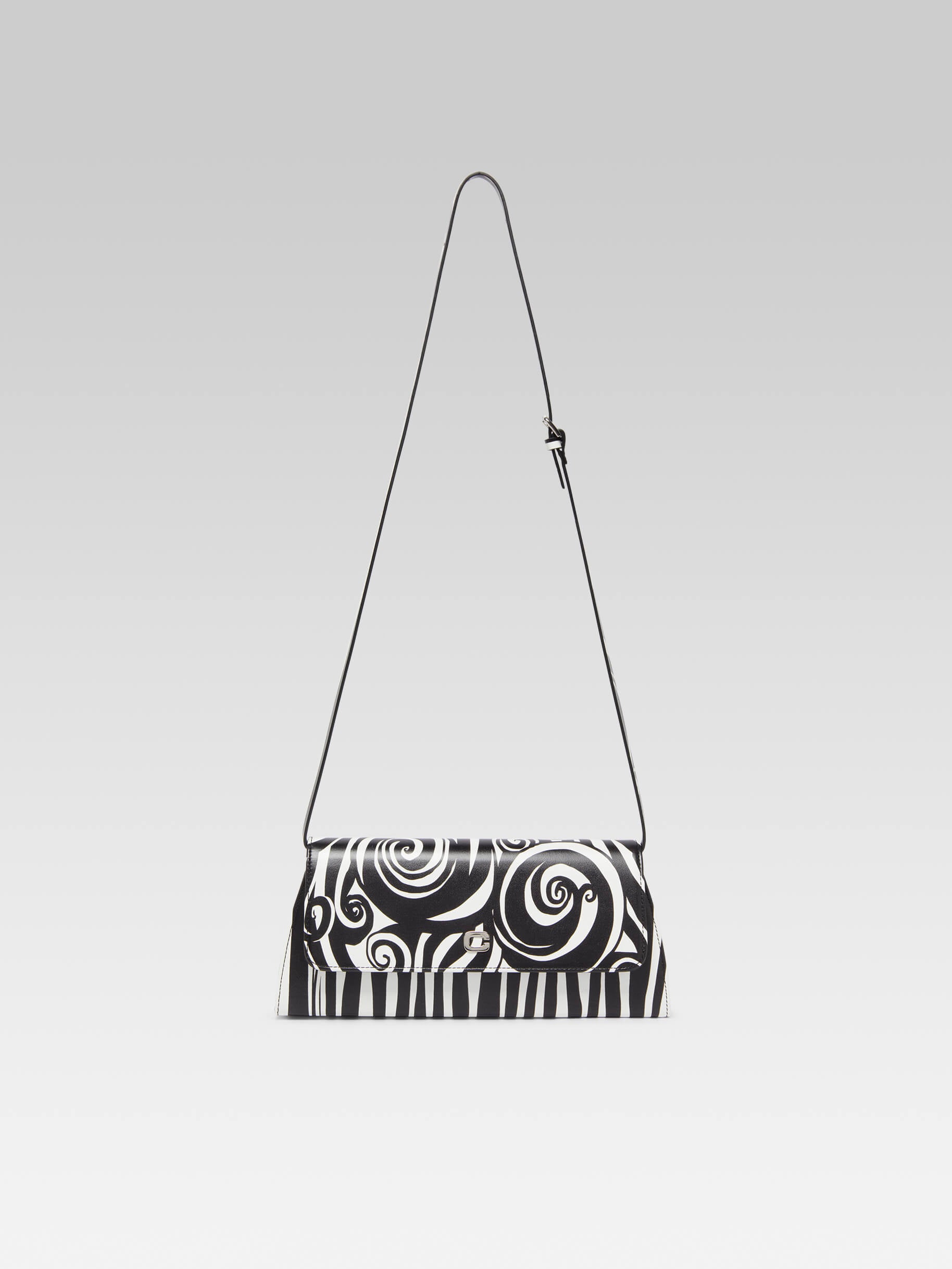 Madeleine - Black and white printed leather bag - Image number 1