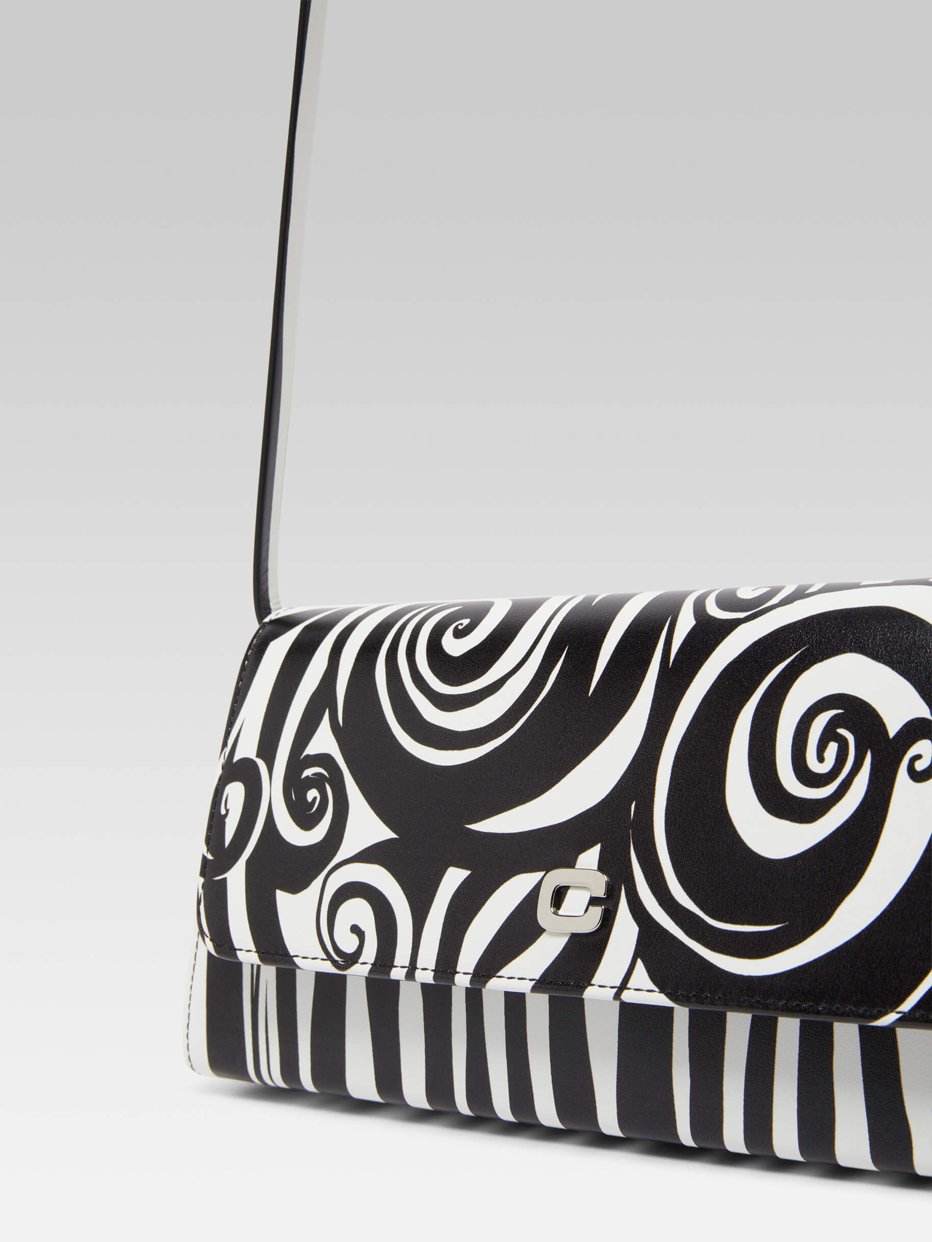 Madeleine Black and white printed leather bag Carel Paris