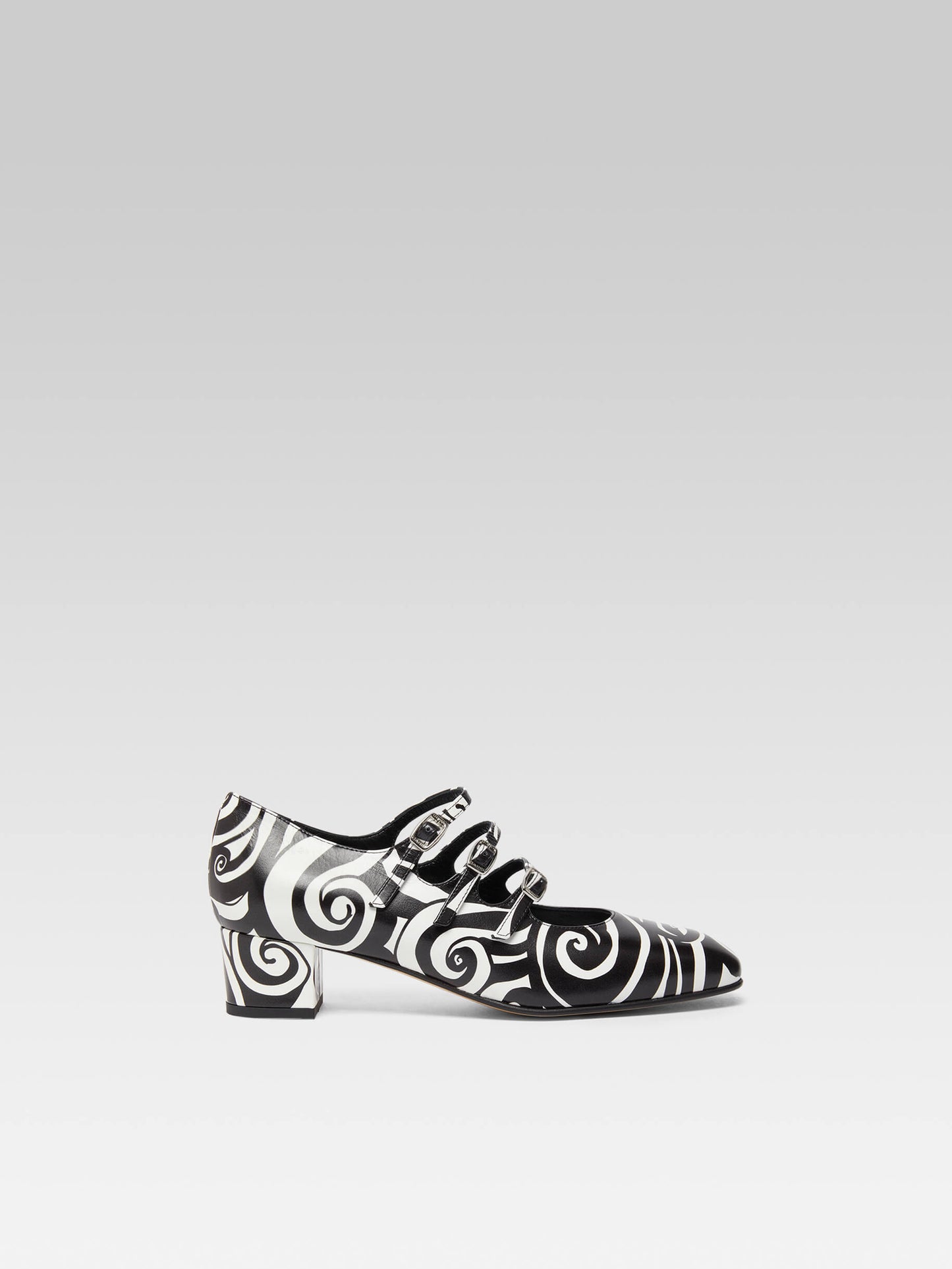 Kina - Black and white printed leather Mary Janes pumps