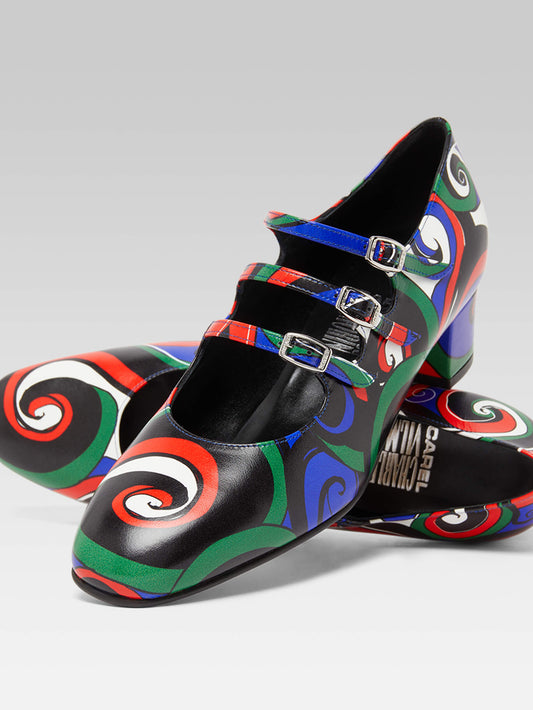 Kina - Multicolor printed leather Mary Janes pumps - Image number 4