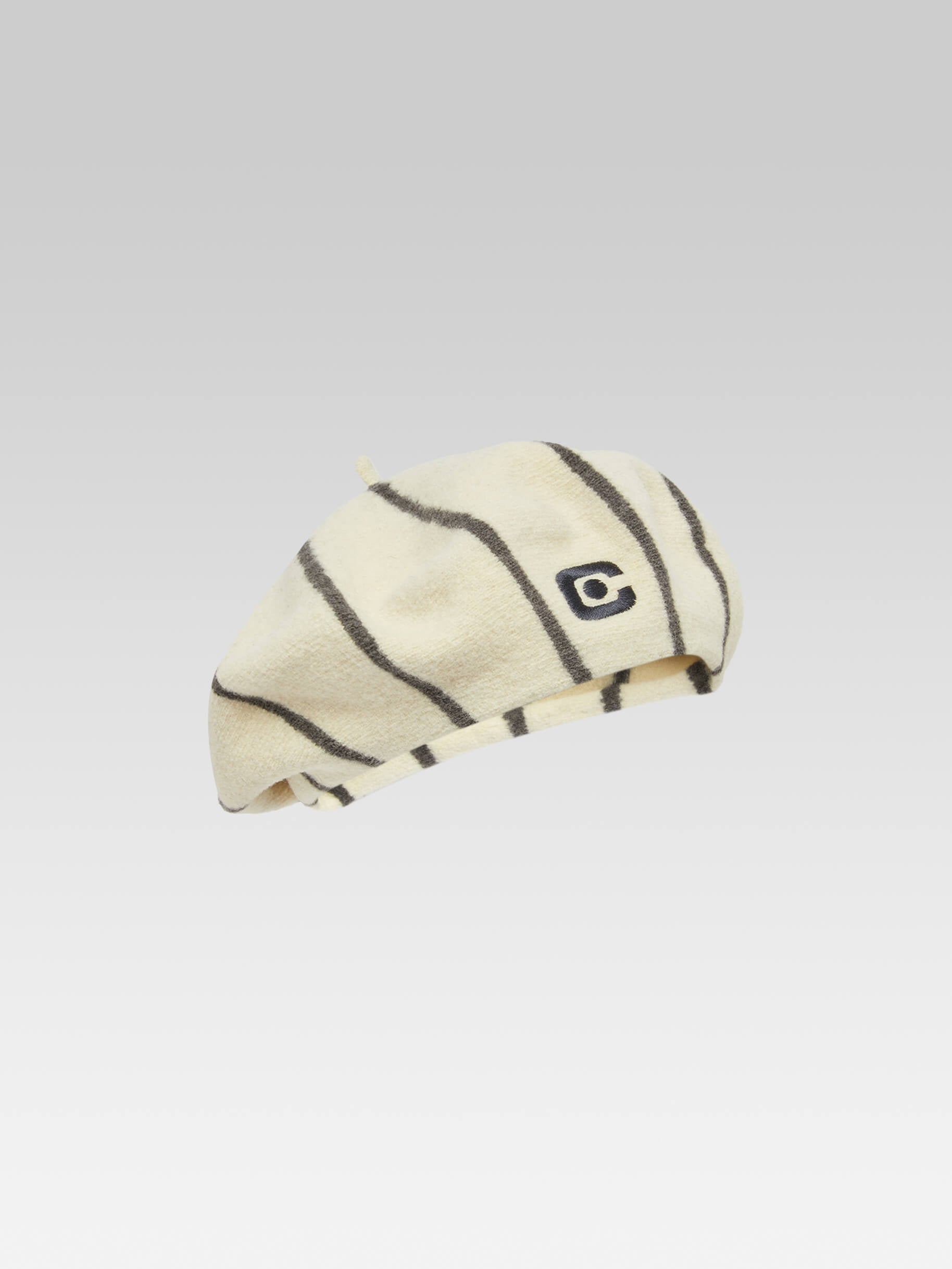 Beret - Ecru and grey sailor wool with C logo - Image number 1