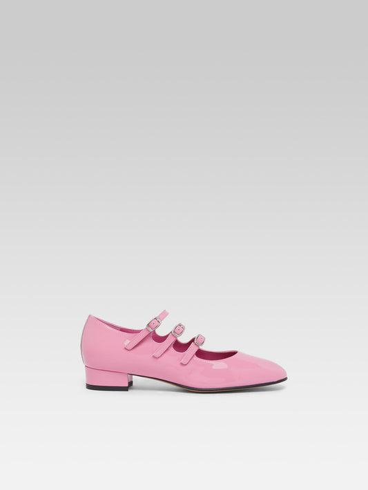 Ariana - Upcycled pink patent leather Mary Janes ballet flats