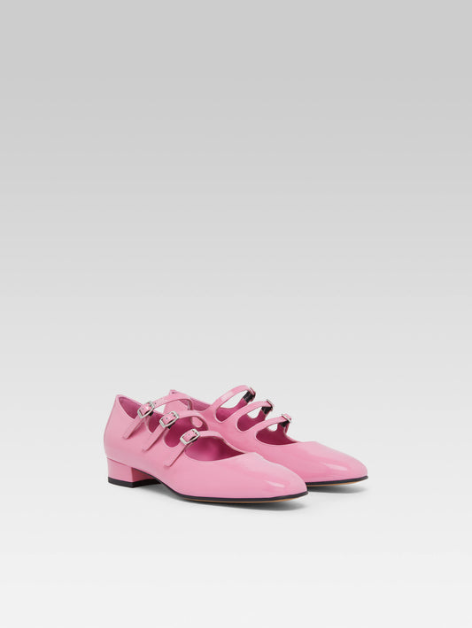 Ariana - Ballerines babies cuir verni upcyclé rose - Image numéro 2