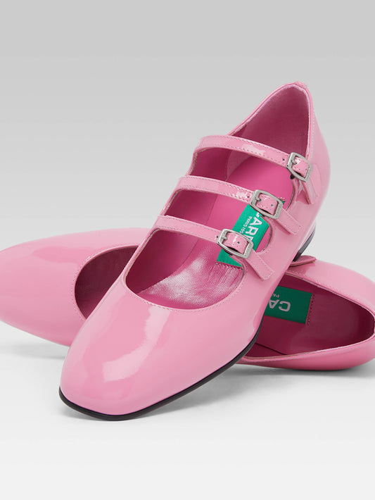 Ariana - Upcycled pink patent leather Mary Janes ballet flats - Image number 4