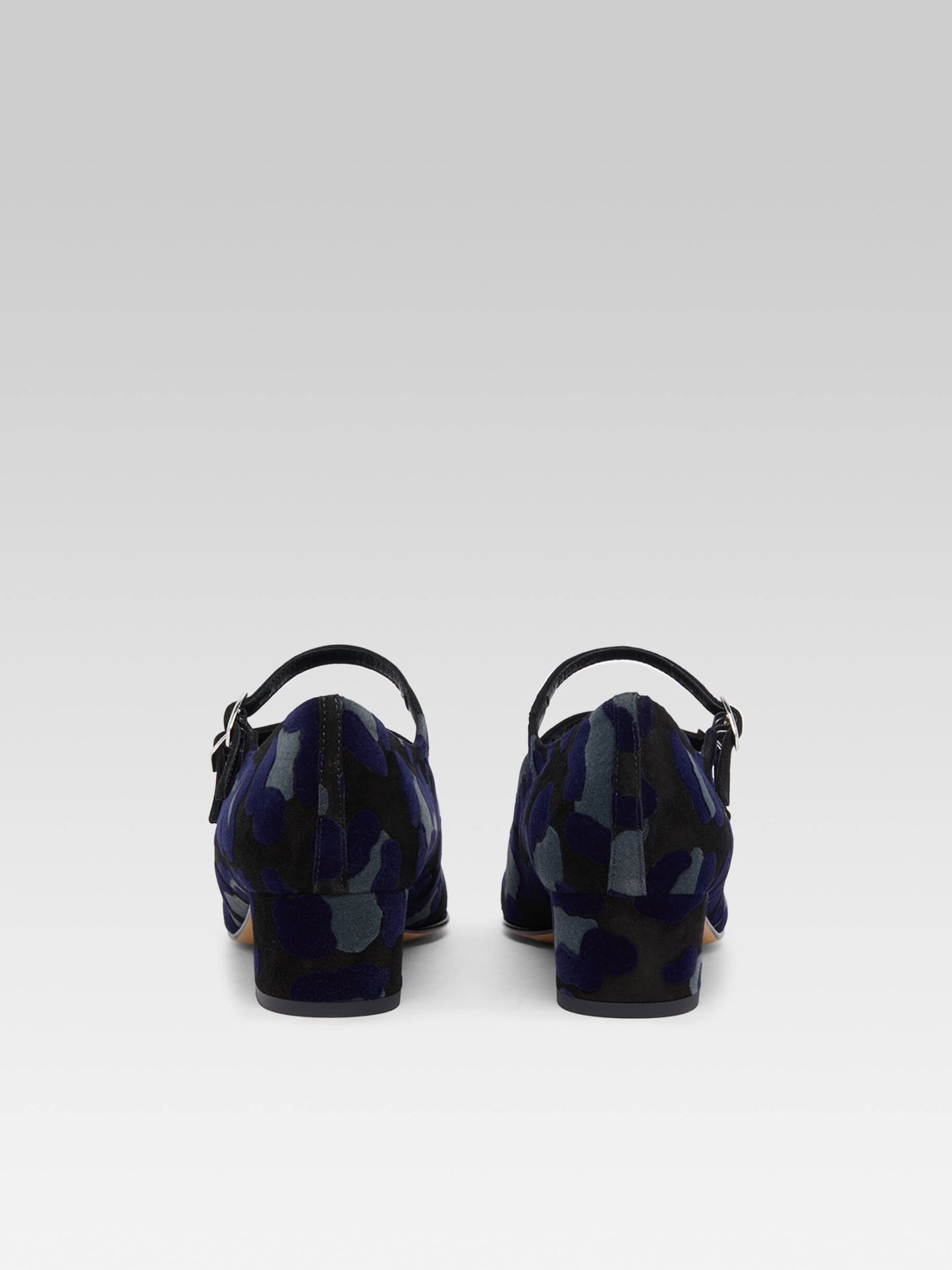 Kina - Navy blue leopard upcycled suede leather Mary Janes pumps