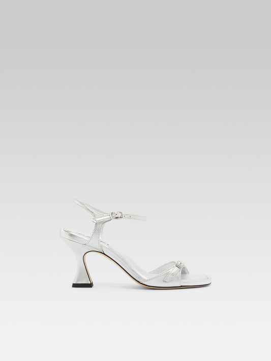 Celeste - Silver leather heeled sandals