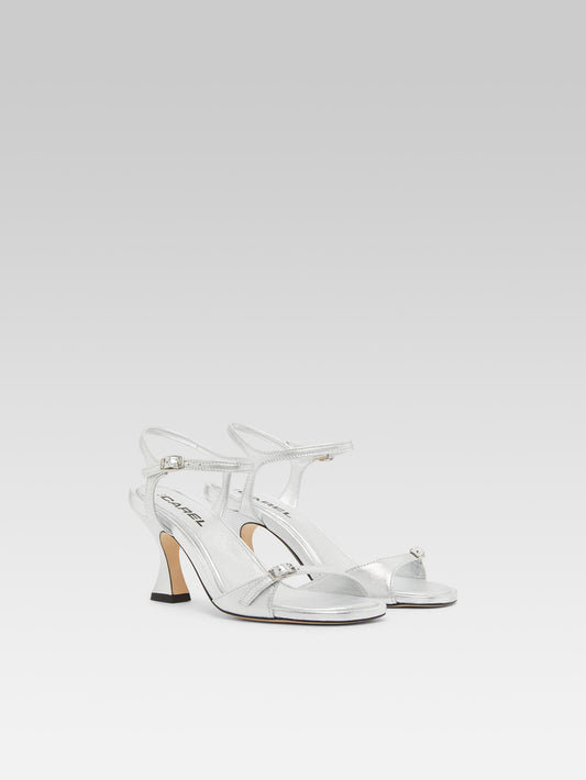 Celeste - Silver leather heeled sandals - Image number 4