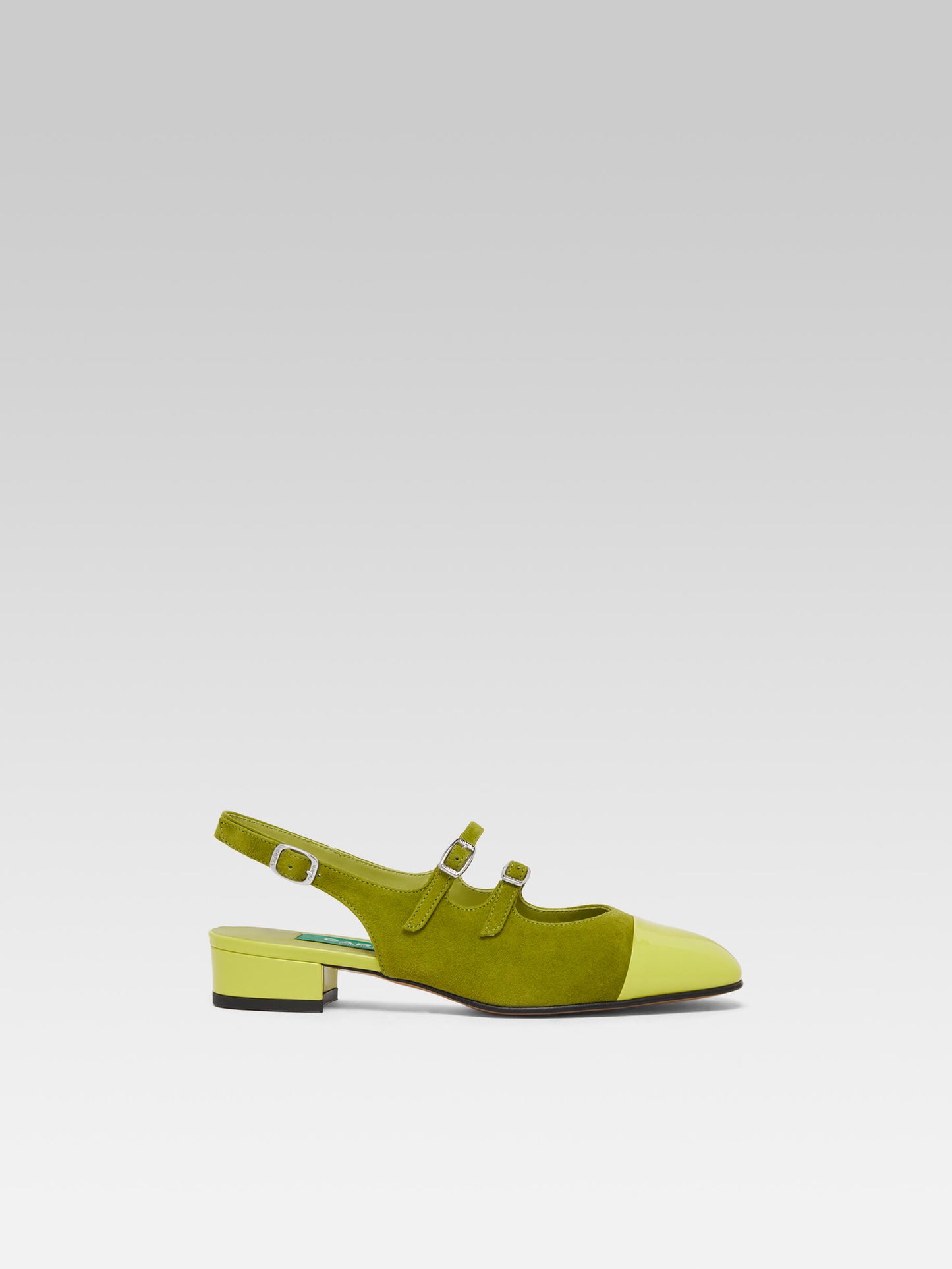 Abricot - Babies slingback cuir velours upcyclé bi vert