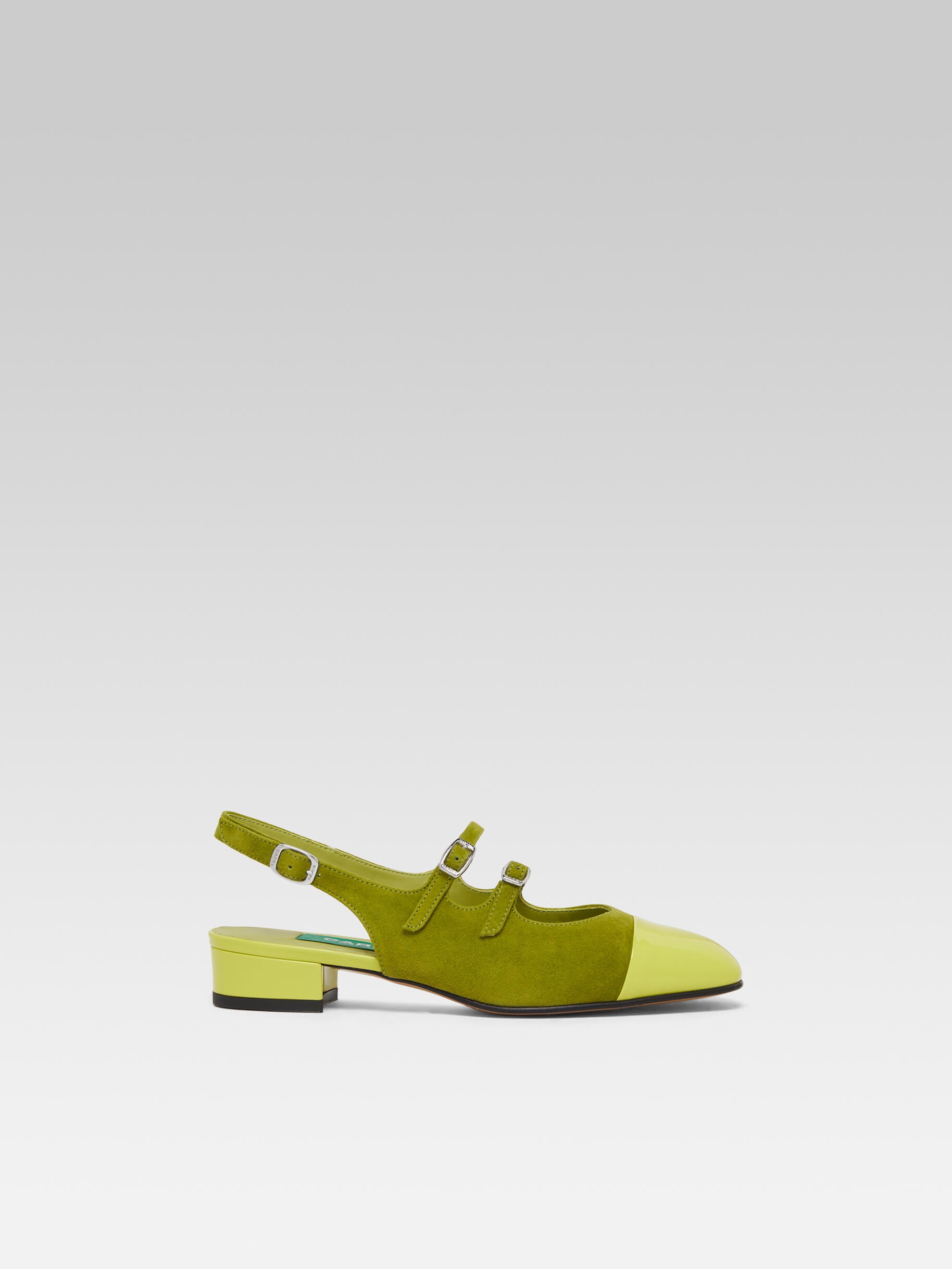 Abricot - Babies slingback cuir velours upcyclé bi vert - Image numéro 1