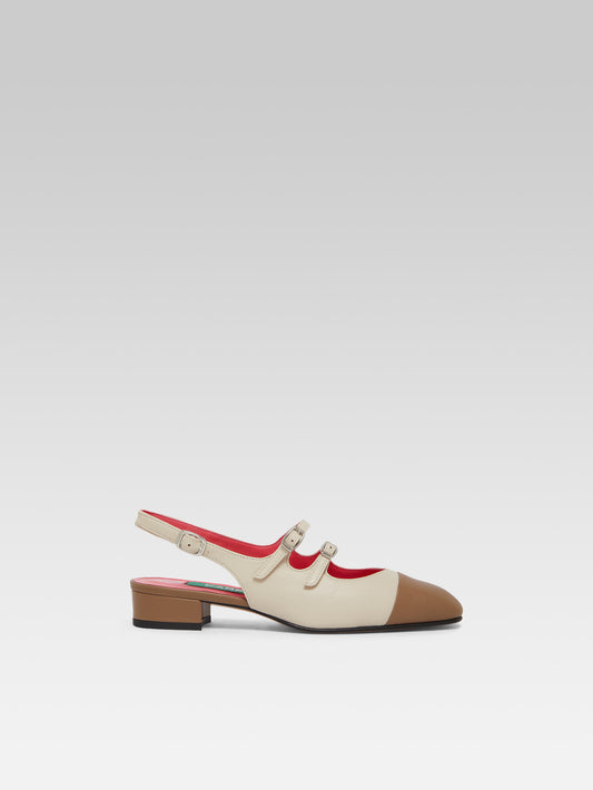 Abricot - Babies slingback cuir beige et marron upcyclé