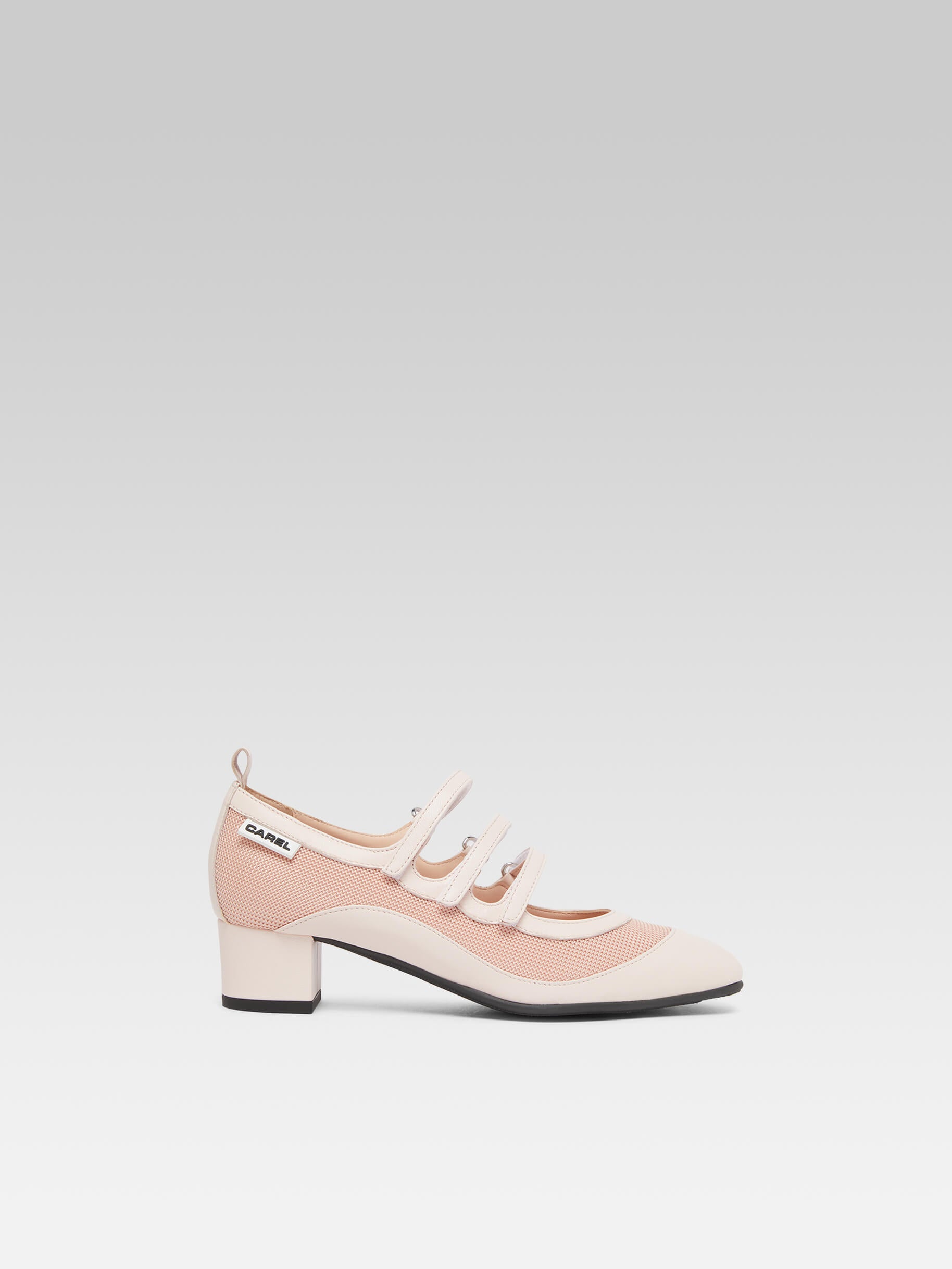 Sportina - Mesh and upcycled pink leather Mary Janes pumps