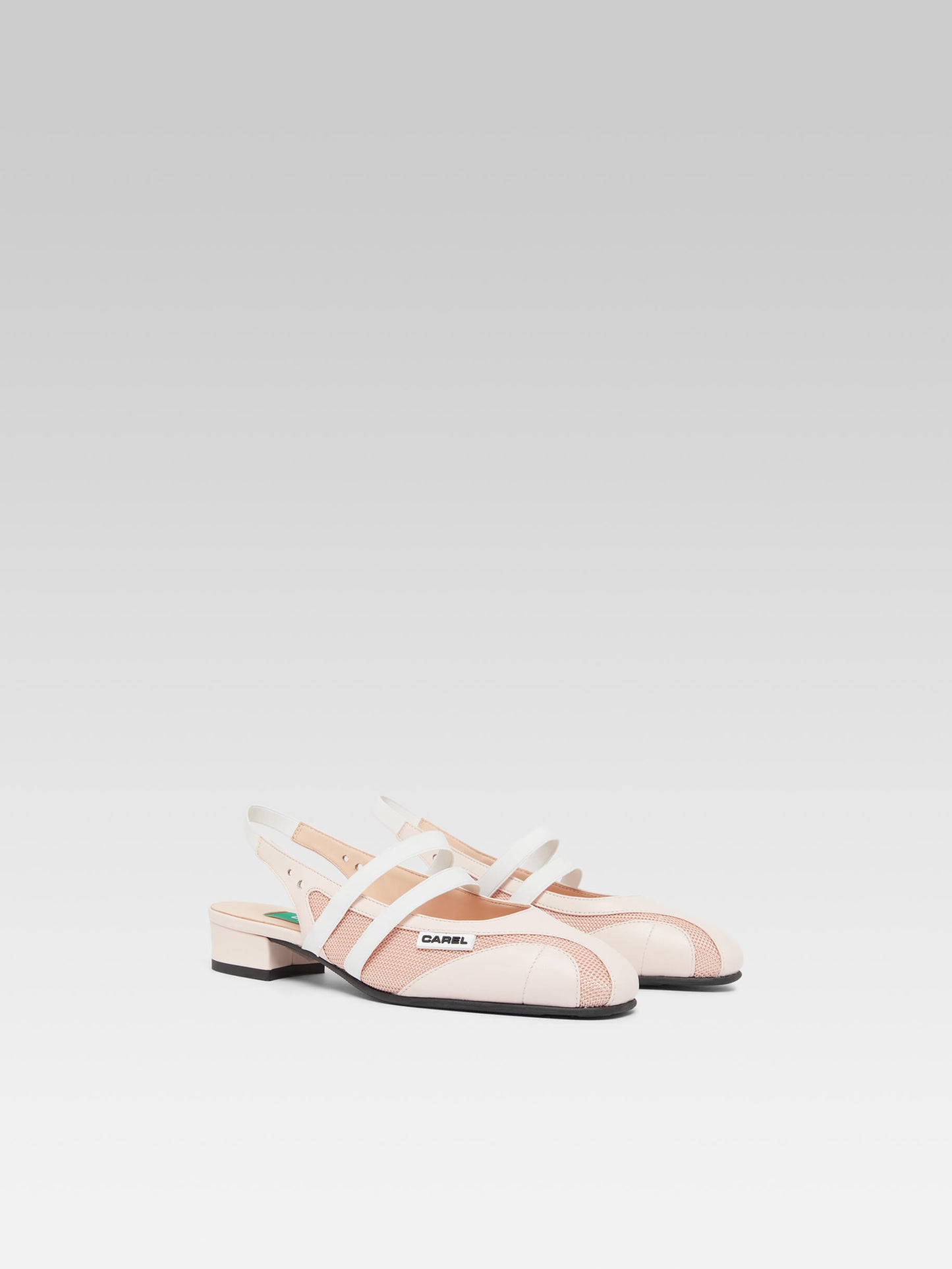 Peachy - Babies slingback mesh et cuir upcyclé rose