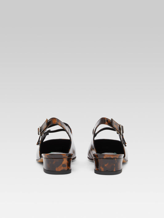 Peche - Babies slingback cuir verni léopard marron upcyclé - Image numéro 4