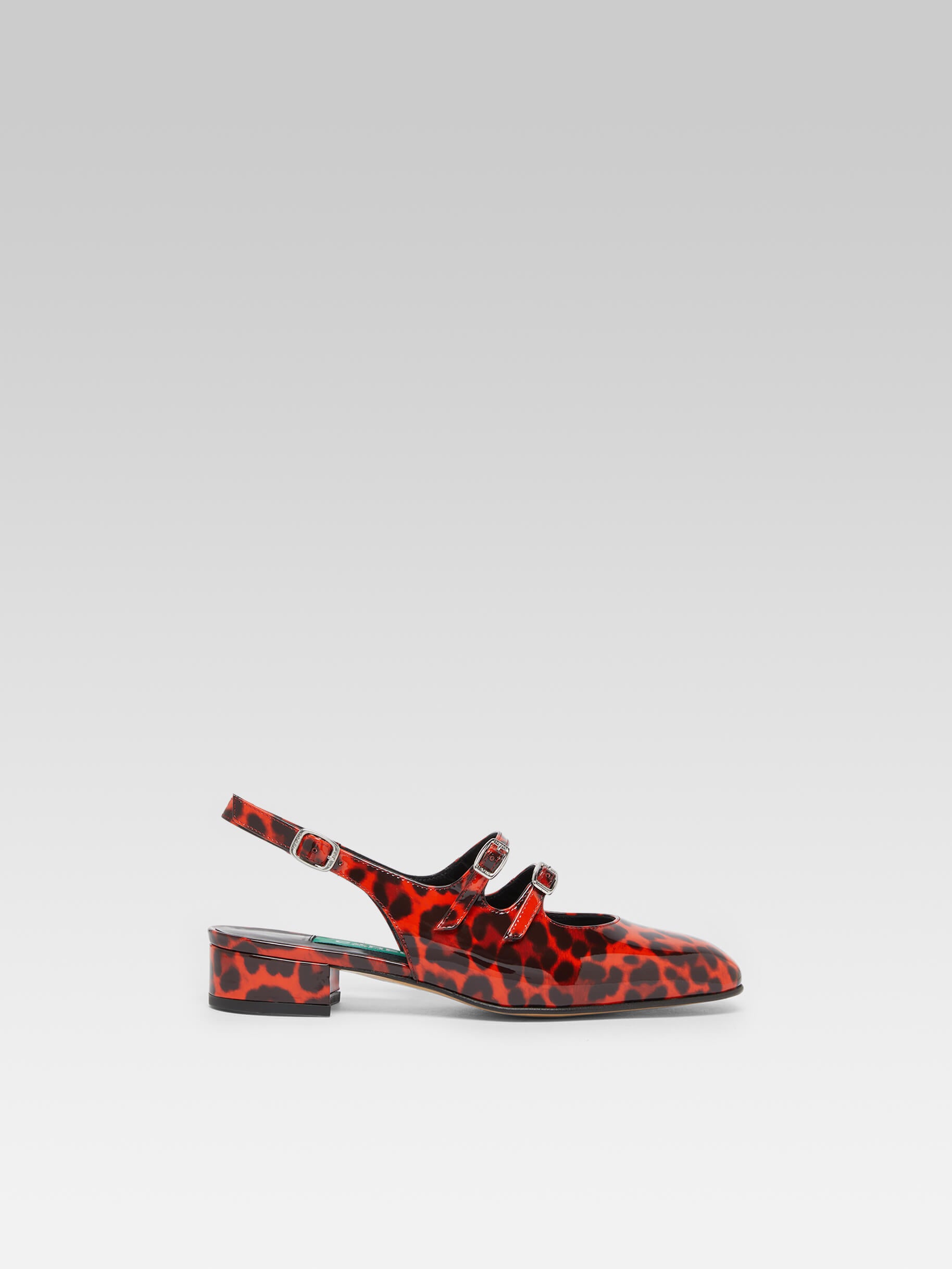 Peche - Babies slingback cuir verni léopard orange upcyclé