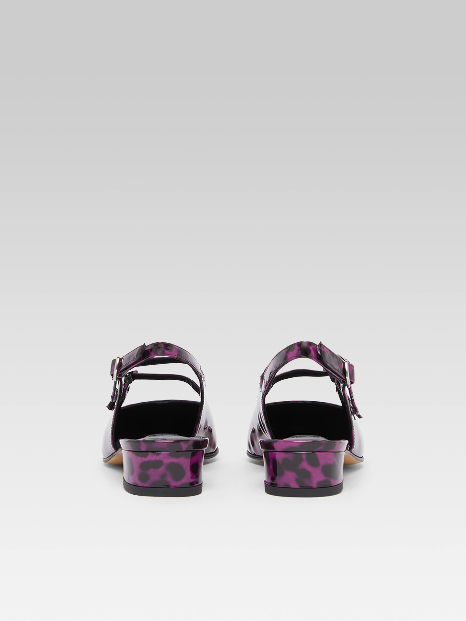 Peche - Upcycled purple leopard patent leather slingback Mary Janes - Image number 5