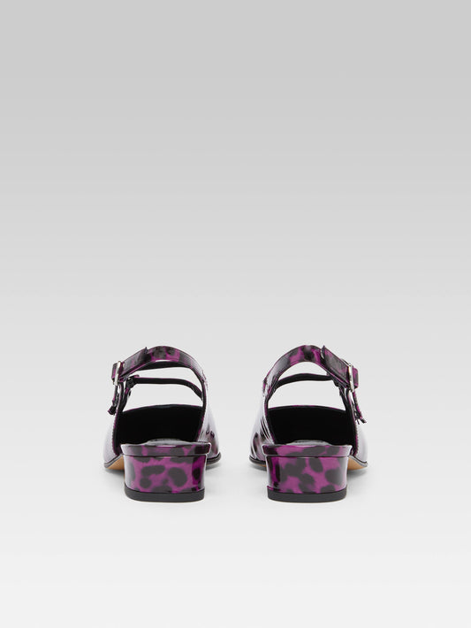 Peche - Babies slingback cuir verni léopard violet upcyclé - Image numéro 5