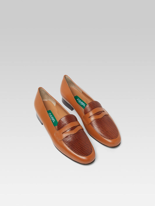 2100 - Bi cognac upcycled leather loafers